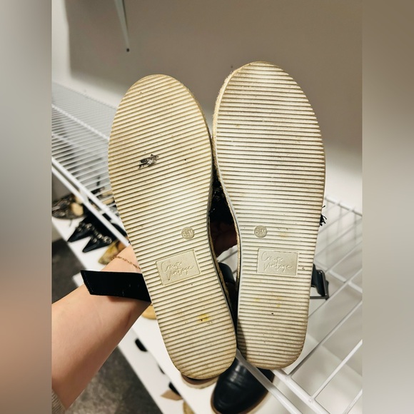 Crown Vintage Black and Tan Ankle Strap Shoes - Picture 5 of 7